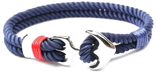 Generico BRACCIALE ANCORA UOMO CORDA BARCA ACCIAIO BLU BOAT CROMATO DONNA