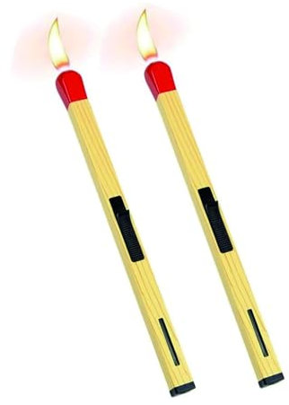 Paquet de 2 Briquets Allumettes Rechargeables - Briquet Butane Coupe-Vent à Taille de Flamme Réglable en Forme de Bougie - Cadeau d'Anniversaire pour Hommes
