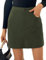 Kate Kasin Damen Cordrock Minirock Hohe Taille Schmale Passform Wickelrock Kordsamt Rock Kurzer Rock aus Cord Militärgrün L