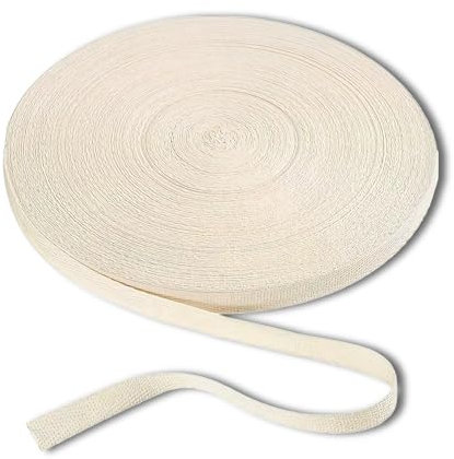 MAEXUS Cotton Bias Tape 50m x 10mm Seam Tape Schrägband zum Nähen Herringbone Cotton Webbings, Twill Tape, Edging Tape, Hem Tape for DIY Crafts Sewing Piping, Nahtband zum Nähen