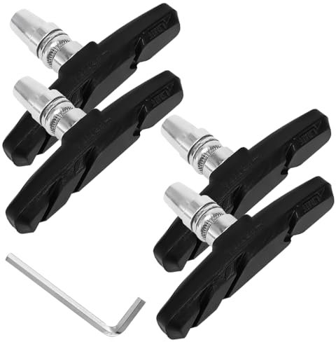 XFentech 2 Pairs Black Bike Brake Pads - Universal Bicycle Brake Rubber Pads Noise-free V-Brake Blocks Cycle Break Pads 70mm with Hex Spanner for Road Bikes Mountain Bikes