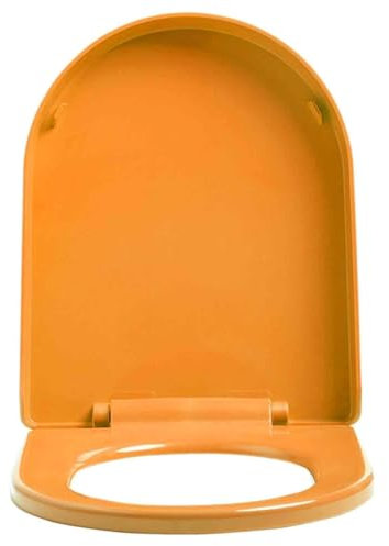Abattant WC, Lunette de Toilette Ovale de Salle de Bain avec Frein de Chute et Dégagement Rapide à Un Bouton, Facile à Nettoyer et à Installer(Orange)