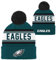 NFL Kids Youth 8-20 Official Primary Logo Sport Knit Cold Weather Cuffed Pom Beanie Hat, Philadelphia Eagles, Einheitsgröße