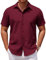 COOFANDY Business Shirts Men Short Sleeve Summer Casual Dress Formal Office Shirts for Men Adult Basic Classic Solid Color Top Date Red 3XL