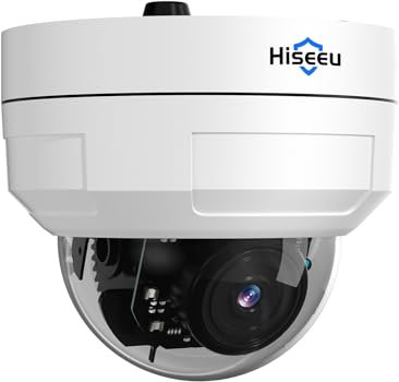 Hiseeu 4K Telecamera IP POE Esterno Cupola con Ethernet,Rilevamento Movimento, 360° PT Videocamera Sorveglianza Antivandalo,Visione Nottura IR 30m, Accesso Remoto,Audio 2 Voies Compatible POE Kit