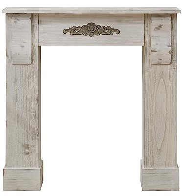Cornice decorativa in legno grigio rustico per soggiorno shabby chic arredamento casa design vintage (Cod. RE4864)