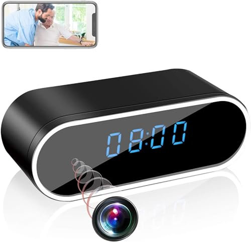 Reloj despertador Cámara espía 4K - 1080P HD Mini DV WiFi con visión nocturna Detección de movimiento Bucle Grabación espía oculta Cámara de seguridad inalámbrica para seguridad de la oficina en el ho