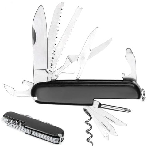 JAWUZ 9 * 2.4 * 1.4CM taschenmesser outdoor Schweizer Taschenmesser, taschenmesser klein,taschenmesser klein multitool messer mini taschenmesser schweizer taschenmesser mini,11 Funktionen (Schwarz)