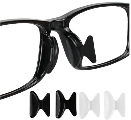 FOVAOK 100 Stück (50 Paar) Silikon-Nasenpolster, rutschfest, Kunststoffbrille, Acetat, Brillen, Höhe, Teilzubehör (transparent, dick 1,8 mm)