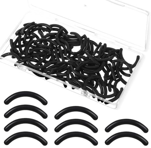 Classicseali 120 Stück Eyelash Curler Refill Silicone,Wimpernzange Gummi,Ersatzgummi Wimpernzange,Universal Wimpernzangen Silikon mit Aufbewahrungsbox zum Ersetzen der Wimpernzangen(3.3cm, Schwarz)