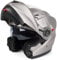 Klapphelm mit Doppelvisier, Motorradhelm Klappbar, Mopedhelm ECE 22.06 Zertifiziert für Herren und Damen, Grau in Gr. XS-XL (L)