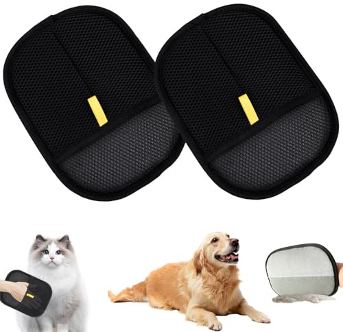 LYNBLY 2 Stück Doppelseitige Fellpflegehandschuh für Pets, Fellmagnet Handschuhe, Pet Hair Remover Glove, Fell Magnet Static Removal Gloves for Pet Hair, zum Waschen, Hair Removal, Fellpflege