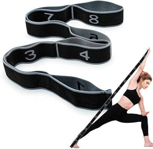 8 Schlaufen Yoga Gurt, Dehnungsband Yogagurt, Gymnastikband Elastisch, Stretching Fitnessband für Yoga, Pilates, Gymnastik, Dehnübungen