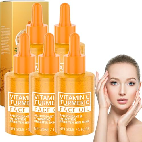 Turmeric and Vitamin C Serum, Anti Aging Gesichtsserum mit Hyaluronsäure und Niacinamid, Dark Spot Remover für Gesicht, Kurkumaöl für Haut, Vitamin C Gesichtsöl für Frauen und Männer, 30ml (5)