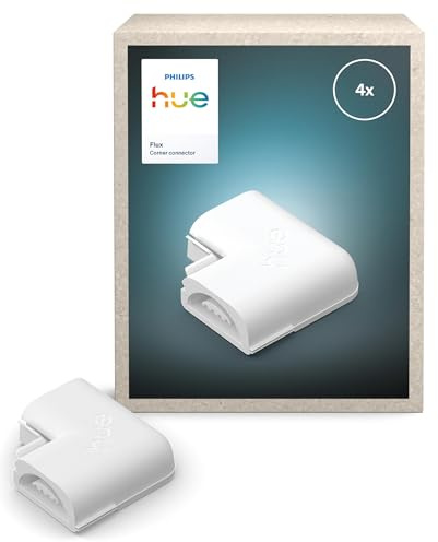 Hue Flux LED-Strip Light-Eckverbinder, Zubehör, 90-Grad-Verlängerung, flexible Innenbeleuchtung, gleichmäßiges Licht, einfache Installation, 4er-Pack
