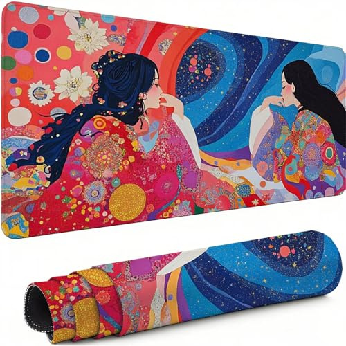 Tapis de Souris Gamer Couleur Tapis Souris XXL 1200 x 600 mm, sous Main Bureauavec Bords Cousus, Femme Mouse Pad avec Caoutchouc Antidérapant, pour Le Bureau Et La Maison, Cadeaux pour Hommes C-5341