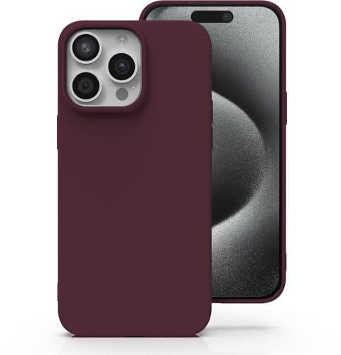 Zuvirelx Silicone Case for iPhone 15 Pro, Soft Grip, Thin, Minimalist, Shockproof, Non-Slip, Pocket-Friendly - Burgundy