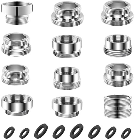 12 Stück Wasserhahn Adapter Set für Gartenschlauch | Universal Schlauchadapter für Wasseranschlüsse Küche und Garten