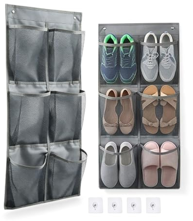 Zyrtkeriom 2 Stk Über die Tür Schuhorganizer mit 6 Taschen & Haken, Platzsparende Schuhaufbewahrung zum Aufhängen, Shoe Storage Organizer, Ideal für Schlafzimmer, Wohnzimmer und mehr