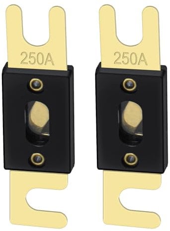 Heschen ANL Fuse ANL-250 250 Amp for Car Vehicles Audio System Sheet Gold Tone & Black 2 Pack