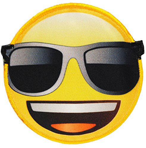 alles-meine.de GmbH 3 Stück Bügelbilder - Emoji - mit Sonnenbrille - Brille - 6,8 cm * 6,6 cm - Aufnäher & Applikationen - gewebter Flicken - Bügelflicken/Hosenflicken -..