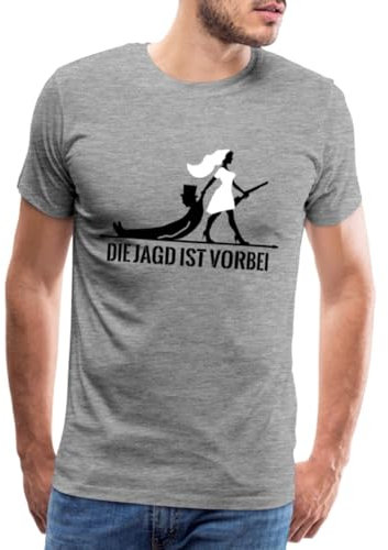 Spreadshirt Junggesellenabschied Die Jagd Ist Vorbei Spruch Männer Premium T-Shirt, M, Grau meliert
