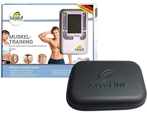 SaneoSPORT Muskeltraining + Case * EMS Gerät * Muskelstimulator * Bauchmuskeltrainer * deutsche Markenqualität * Medizinprodukt