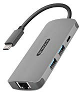 Sitecom CN-378 | USB-C auf Gigabit LAN Ethernet RJ45 + 2X USB 3.0 + 1x USB-C Power Delivery Port Adapter Hub - für MacBook Pro/Air, Chromebook und weitere USB Typ C Geräte, grau
