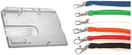 Waizmann.IDeaS® Ausweisset Ausweis Set - Lanyard 10mm Schlüsselband Umhängeband + Ausweishülle Kartenhülle Kartenhalter Schutzhülle horizontal Polycarbonat GROSSE FARBAUSWAHL