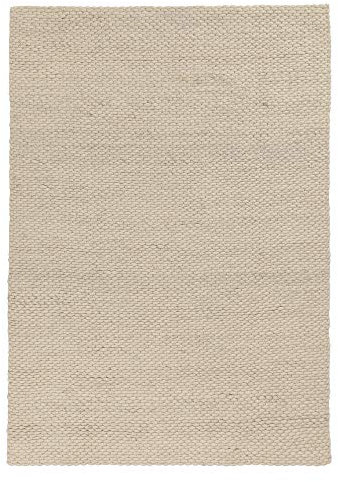 URBANARA Teppich Kalu Teppich aus 65% Wolle und 35% Baumwolle, rechteckig und handgewebt, Höhe 20 mm, 140 x 200 cm, Elfenbein