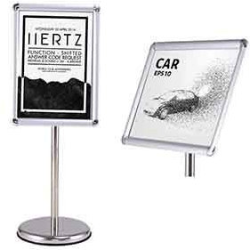 GIANTEX Porte Affiche sur Pied, Présentoir sur Pied A3 en Aluminium, Panneaux d’Affichage Rotation à 360°, Hauteur Réglable 89,5-134CM, Présentoir Mariage Hall d'Entrée Bureau (Argent, 1)