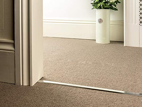 Stairrods UK Slim D Brushed Chrome Carpet to Carpet Door Threshold Bar (180cm)