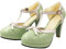 LUXMAX Ladies Rockabilly Shoes Platform T-Bar Court Shoes Patent Mary Jane Heels Size 6.5UK,Light Green