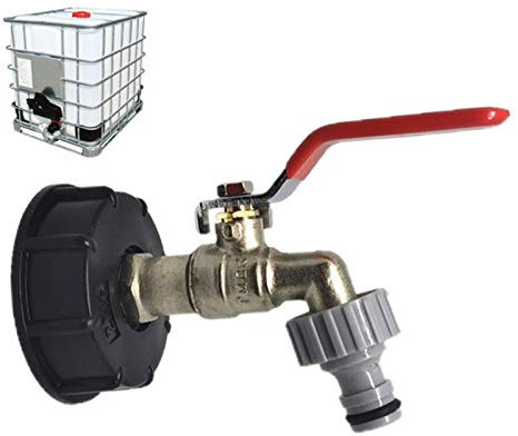 Buding IBC Tank Adapter IBC Auslaufhahn Kugelauslaufhahn IBC Container Zubehör IBC Wassertank Zubehör Adapter Für IBC-Regenwassertanks, Regentonnen, Wasserhahn, Absperrhahn (1/2 Zoll)
