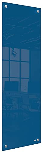 Nobo Kleine Glas-Whiteboard Tafel, Trocken Abwischbare Glas-Oberfläche, Rahmenlos, Eck-Wandmontage, Zuhause/Büro, 300 x 900 mm, Inklusive Markerstift, Blau, 1915608