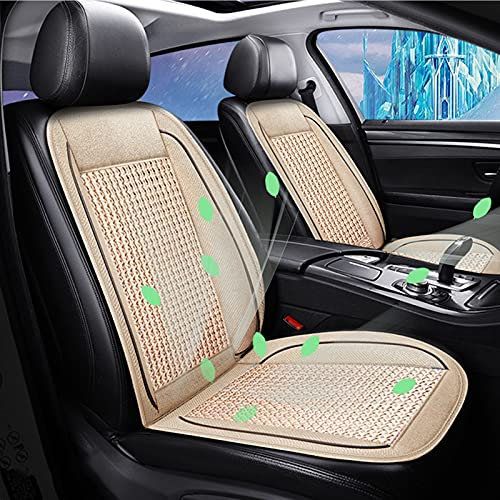 EnweKapu Sitzbelüftung Auto Sommer, Kühlende Sitzauflage Kühlung, Schnellkühlung, Vibrationsmassage, Belüftung Autositzüberzug für Auto Geländewagen Geschäftswagen,Beige