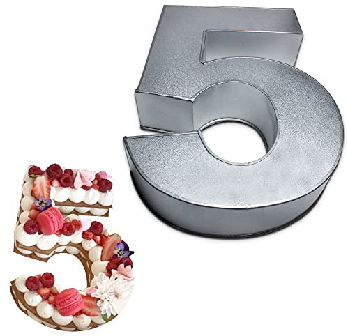 Global Outlet Ltd 0-9 Number Individual Cake tins for Baking and Birthday, Wedding Anniversary & Parties, Metallic Cake molds (5)