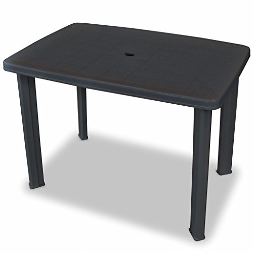 Susany Gartentisch Garten Esstisch Balkontisch 101 x 68 x 72 cm (L x B x H),Kunststofftisch Gartenmöbel Tisch Campingtisch Kunststoff Tischplatte mit 3,6 cm Schirmloch Größe