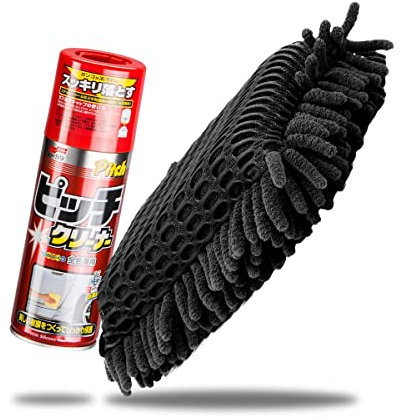 detailmate Insektenentferner-Set: Soft99 New Pitch Cleaner 420 ml Insektenschwamm schwarz - Insektenentferner fürs Auto/Motorrad - Insektenreiniger mit schonenden Chenille Lamellen