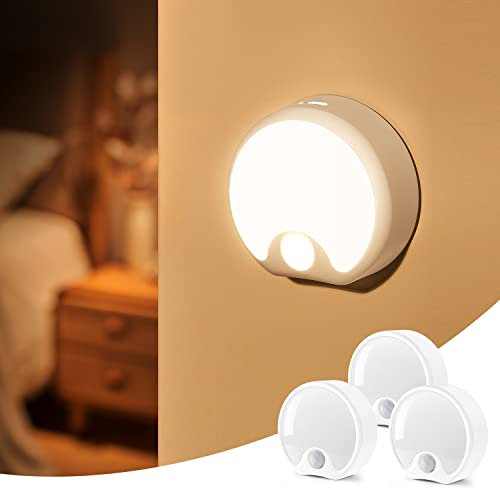 Motion Sensor Lights Indoor Rechargeable Light 3 PACK, 3 Modes Stair Lights Motion Sensor Night Light,Just-Stick-it Sensor Lights Indoors Stick on Lights,Rechargeable Motion Sensor Lights Indoor Light