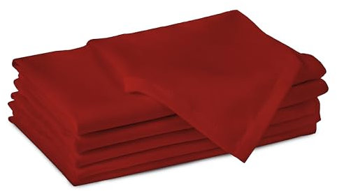 Encasa XO Baumwollstoffservietten | 6er-Set | Größe 43x43 cm | Deep Red Volltonfarbe | Waschmaschinenfest