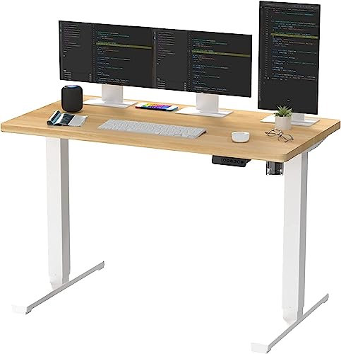 SANODESK Höhenverstellbarer Schreibtisch 200 x 99 cm Schreibtisch Höhenverstellbar Elektrisch Ergonomischer Steh-Sitz Tisch Computertisch für Heimbüro Homeoffice(ahorn)