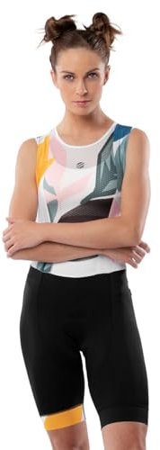 SIROKO - Fahrrad-Trägerhose für Damen BX Jungle - XS - Schwarz/Weiß/Grün