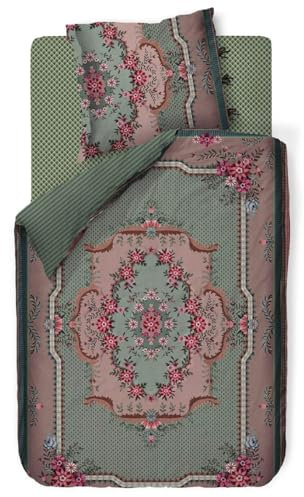 Pip Studio Bettwäsche Pip Chique Grün Blumen Blüten Ornamente Gestreift Geblümt Streifen Wendeoptik Perkal, Größe:200 cm x 200 cm