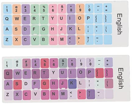 ASHATA 2Pcs Computer Keyboard Skins, Colorful English Keyboard Stickers for PC Computer Laptop Notebook Desktop (E)