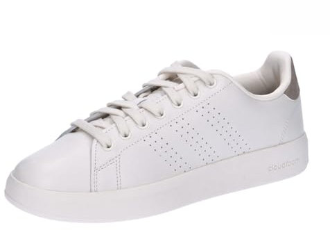 adidas Damen Advantage Premium Leather Shoes, chalk white/chalk white/champagne met, 44 EU