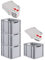 PROREGAL SuperSparSet 4x Eurobox NextGen Grip mit Scharnierdeckel und roten Schiebeschnappverschlüssen, HxBxT 32x30x40cm, 30 L, Grau, Griffe offen, Eurobehälter, Transportbox