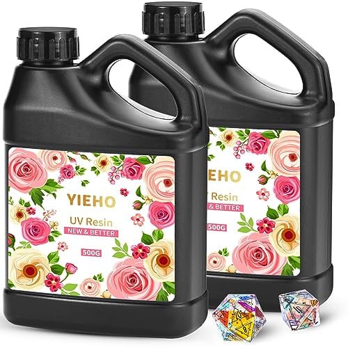 YIEHO UV Harz klar 1000g -UV Resin hart Hohes Volumen Solar aktivierter Kleber Schnell härtende Epoxidharz liefert für Handwerk Schmuck machen 1KG