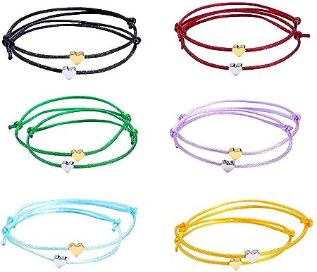 12 Stück Herz Freundschaftsarmband, Herz Seil Armbänder Herz Armband Größenverstellbar Herz Armband für Frauen Mädchen