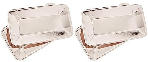 Unique Party 53278 - Foil Rose Gold Rectangular Paper Appetiser Plates, Pack of 16